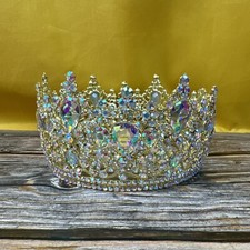 Crown Royal Princess Tiara Tear Drop Iridescent Stone Prom Party Quinceanera