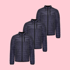 Mens Padded Quilted Puffer Jacket Bubble Zip Up Fleece Outdoor Winter Warm Coat