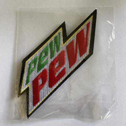 *BRAND NEW* UNBRANDED “PEW PEW” PATCH MOUNTAIN DEW KNOCK OFF HOOK/LOOP BACKING - 第 3/4 張圖片