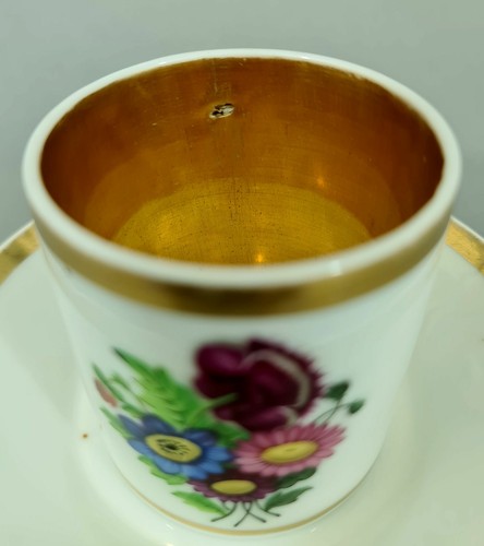 (A0249) Tasse mit Unterteller, buntes Blumenbukett, Innengold, Frankreich 19.Jh. - Picture 2 of 7