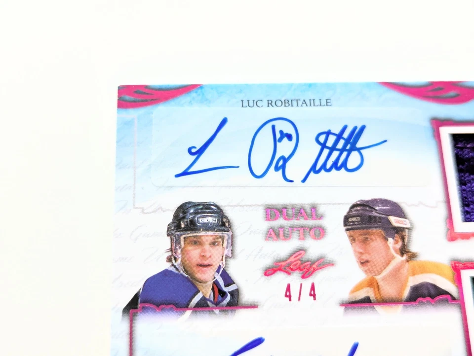 🔥#/4 LUC ROBITAILLE БЕРНИ НИКОЛЛС ДВОЙНОЙ АВТО РЕЛИКВИИ 2019-20 ЛИСТ ИГРЫ Б/У ITG - Изображение 4 из 4