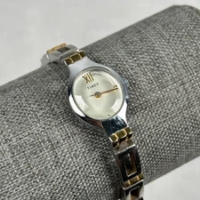 Timex Watch Womens 18mm Oval Faceted Crystal Two Tone 6.25" Quartz New Battery