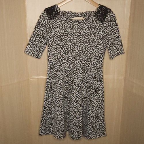 Xhilaration Girls Black White Cheetah Animal Print Fit Flare Dress 14-16 - Afbeelding 1 van 6