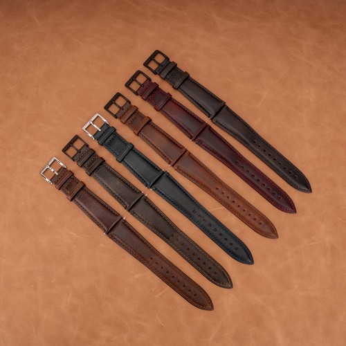 Vintage Oil Waxed Leather Watch Straps Mens 20/22/24mm Genuine Leather Wristband - Picture 5 of 19
