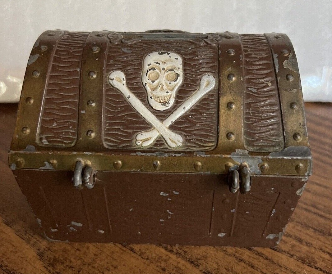 Vintage Metal Pirate Treasure Chest Savings Bank eBay