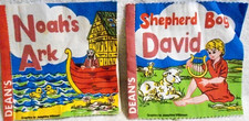 2 Vintage Cloth Dean's Rag Books - Shepherd Boy David & Noah's Ark
