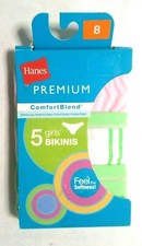 Hanes Girls Bikinis 6-Pack Panties Premium Comfort Tagless NIB Sizes 8,12