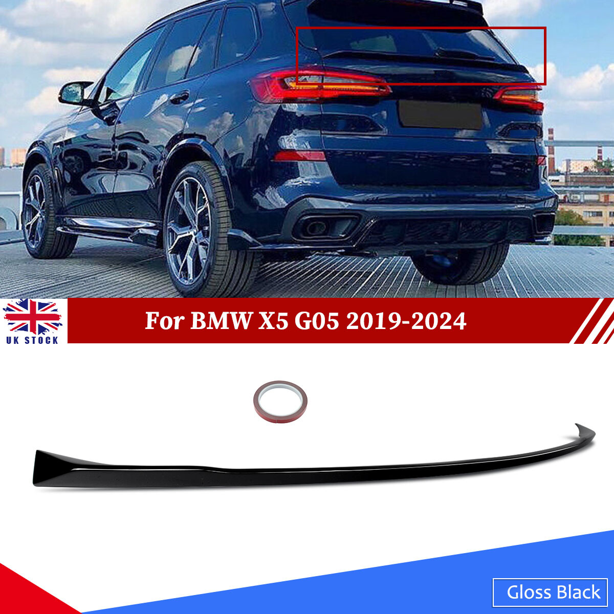 Gloss Black Rear Middle Spoiler Trunk Wing Lip For BMW X5 G05 SUV 2019-2021 NEW