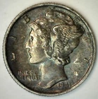 1941 Mercury Dime Silver Toned Uncirculated 10c US Ten Cents Coin Amber Orange