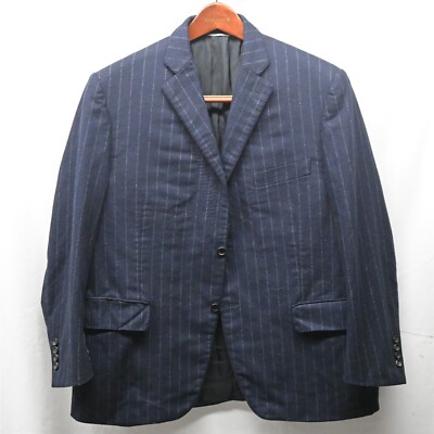 Canali 1934 52 | 42S Navy Blue Chalk Stripe Flannel 2Bn Blazer Sport Coat Jacket