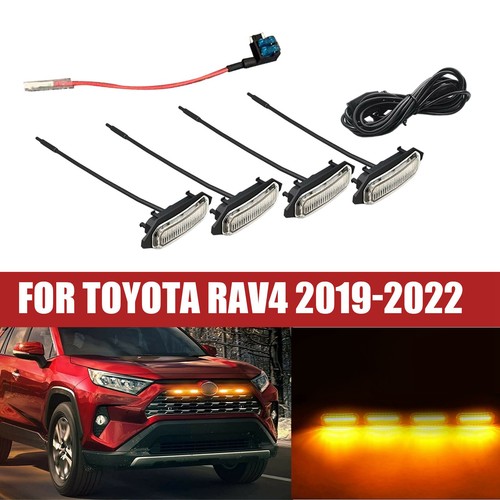 4pcs For Toyota RAV4 2022 2021 2020 2019 Front Grill Light Smoke Len Amber Light - Picture 2 of 8