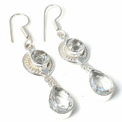 Boucles d'oreille argent, topaze bleue BIJOUCOLOR