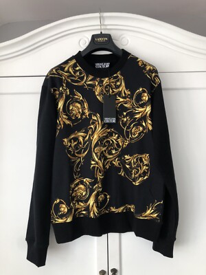 VERSACE JEANS COUTURE Black Gold Baroque Print