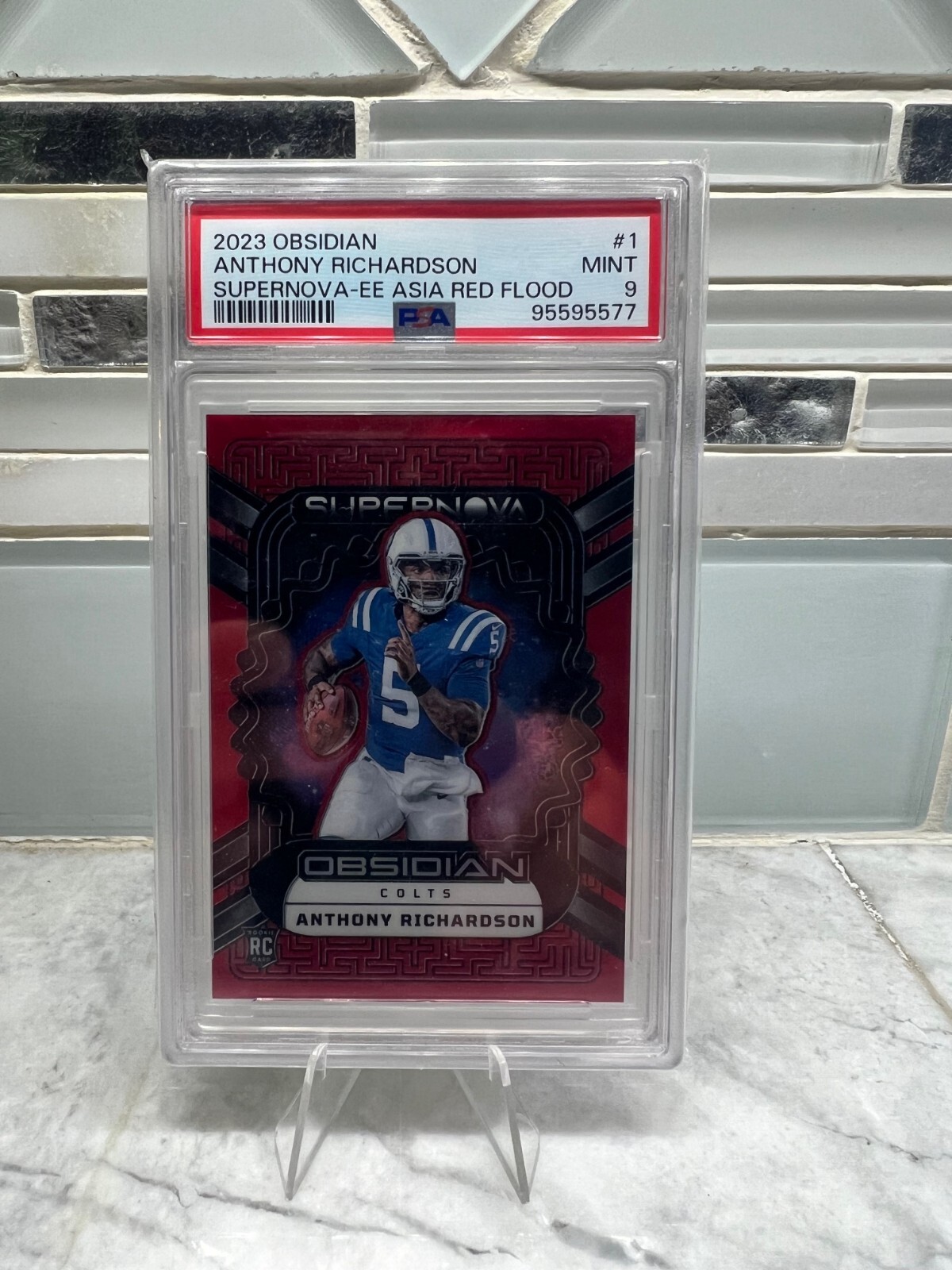 2023 Panini Obsidian Anthony Richardson Supernova Asia Red Flood Rookie RC PSA 9