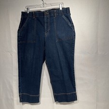 Gloria Vanderbilt Womens Jeans Size 14 High Rise Capri Regular Solid Blue Denim