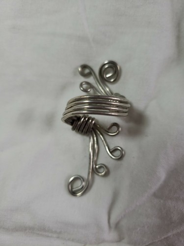 Adjustable Wire Wrap Spiral Swirl Ring Silver Heady Art Deco Handmade - Picture 6 of 9