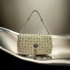 VERSACE Metallic Nappa Barocco Quilted Studde...