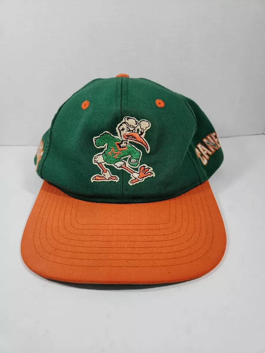 Vintage 90s Miami Hurricanes Snapback Hat One Size Green Bottom
