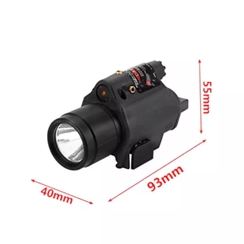 Combo de linterna LED con mira láser de punto rojo para pistola de Airsoft riel de 20 mm - Imagen 3 de 3