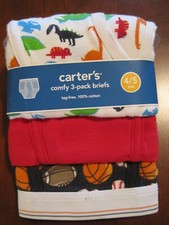 New NWT Carter Boy 3 Pack Briefs Underwear Dinosaur Sports Size 2/3