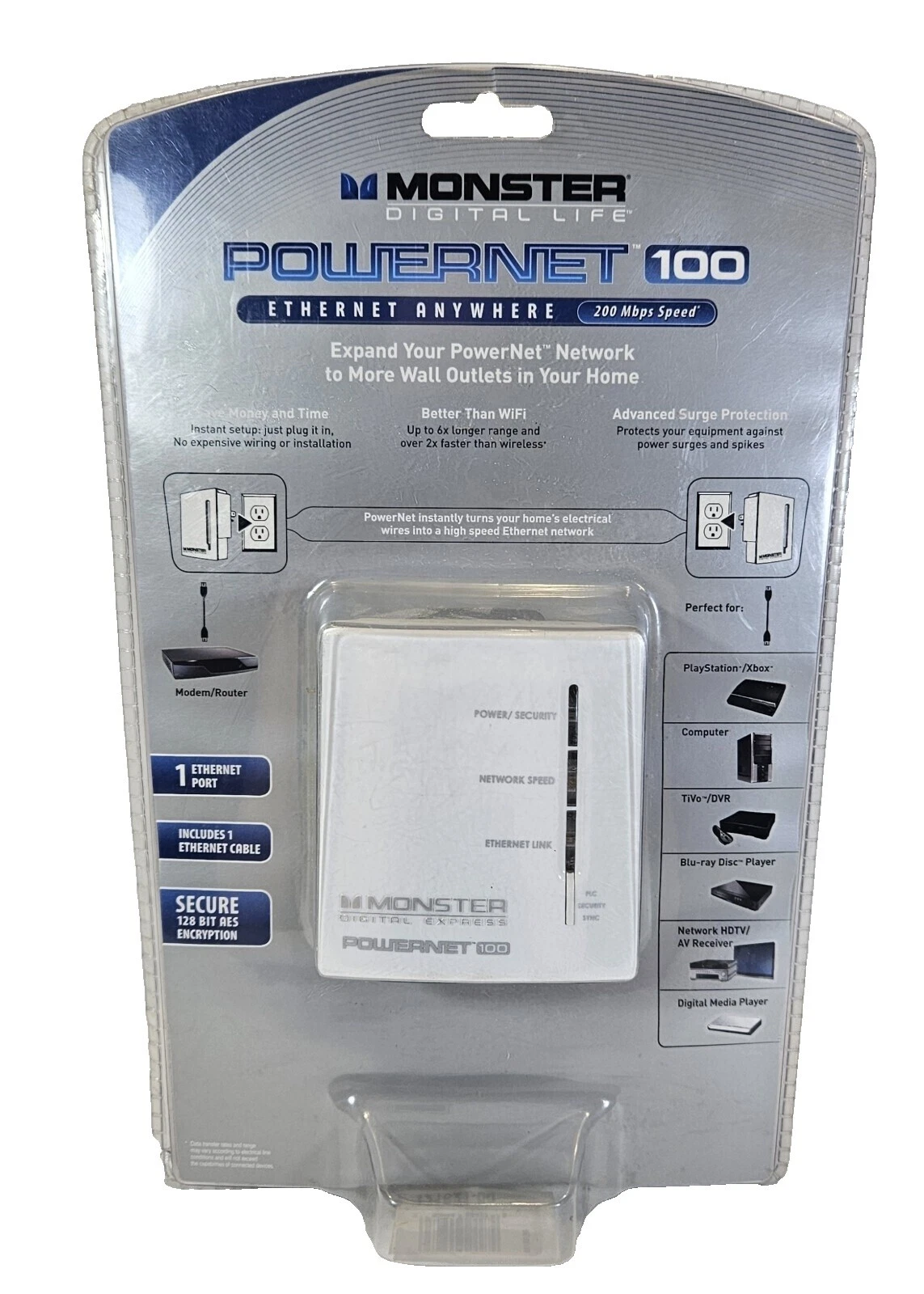 Adaptadores Powerline Monster 2 equipos de red PowerLine, piezas y accesorios