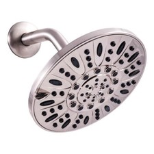 Oakbrook Shower Head 7in Fixed Mount, Brushed Nickel, 3 Spray Settings, New A5