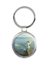 Swan : Gift Round Keychain Bird Animals Cute Wedding Nature Valentines Romantic