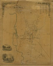 20" x 24" 1853 Map of Keene, Cheshire Co., N.H.