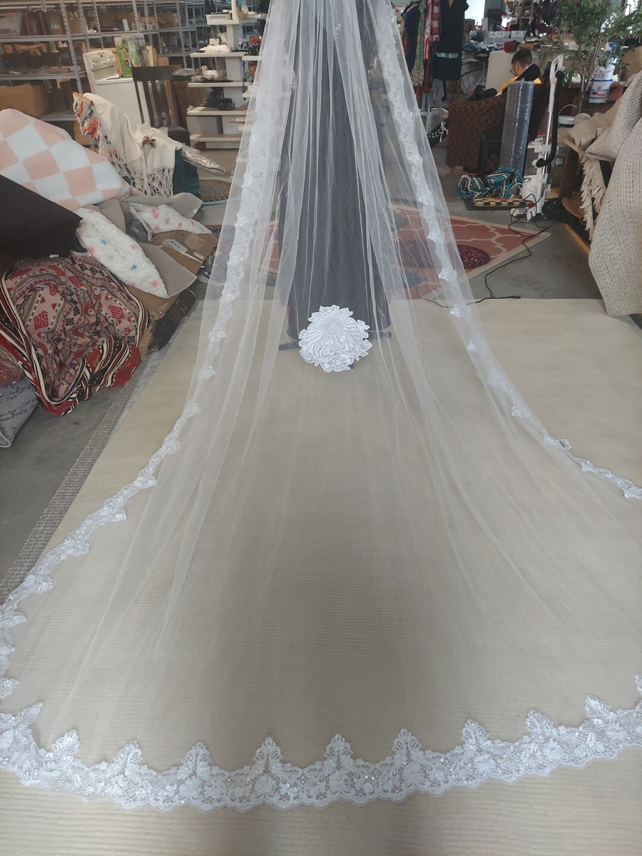 wedding Virgin Mary Bespoke Veil lace Applique 9' Long | eBay