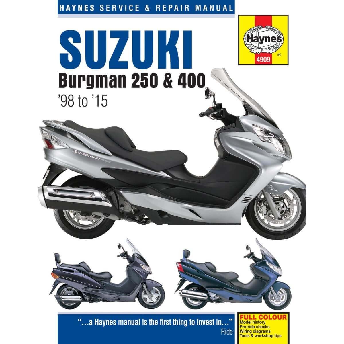 Revue technique Suzuki Burgman 250 400 schémas électriques Haynes 4909