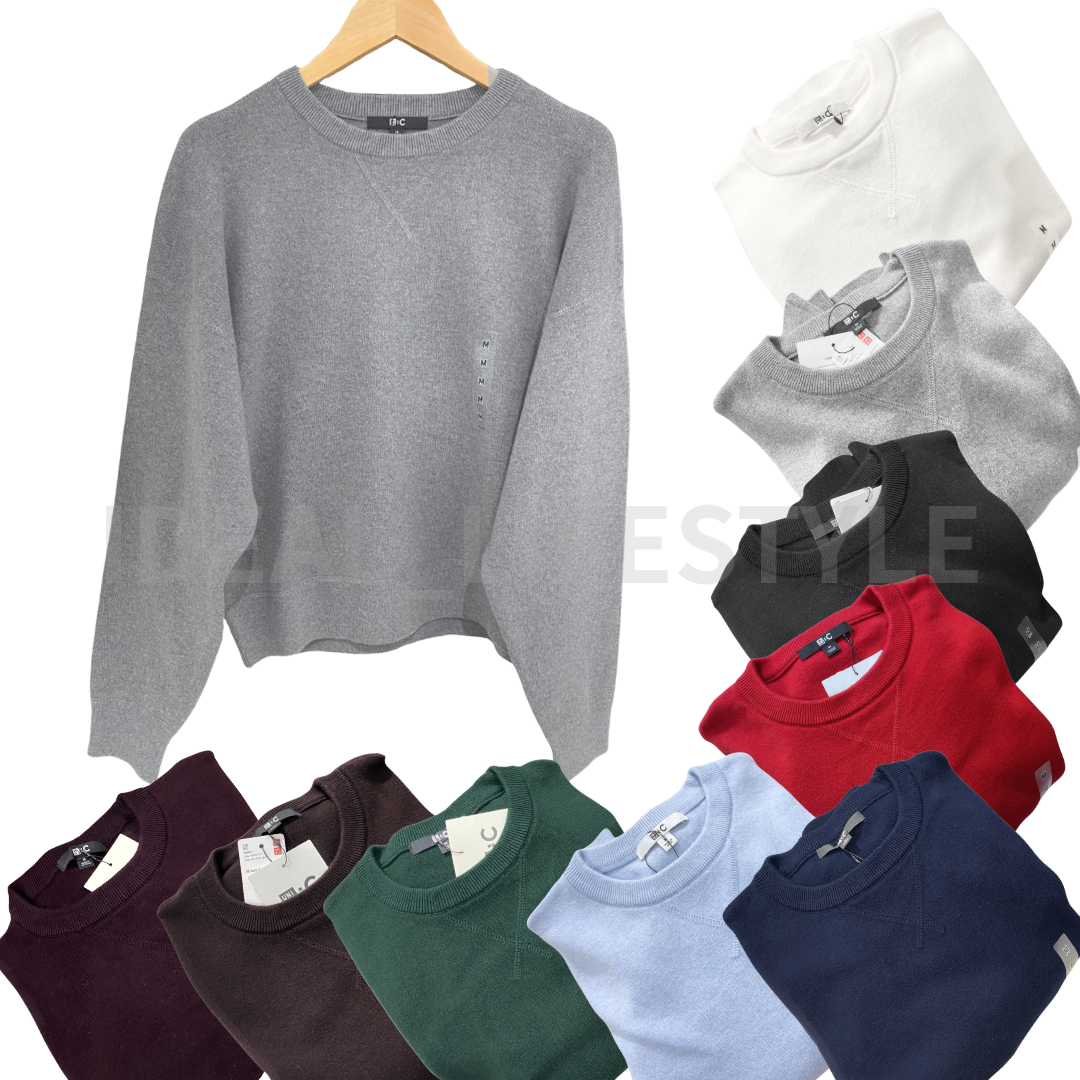 UNIQLO :C Smooth Cotton Relaxed Sweater S-3XL Crew-Neck