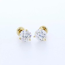 Solid 14K White Gold Stud Earrings Classic 2.21 CT Round Natural Diamond F VS2