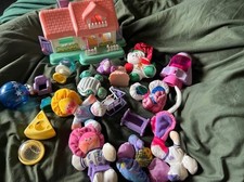 Vintage Smooshees Dollhouse Playset Lot with Plush Characters  Accessories