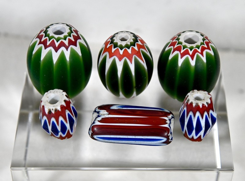 African Trade Beads 6 Layer Star Chevron, Six Assorted Beads
