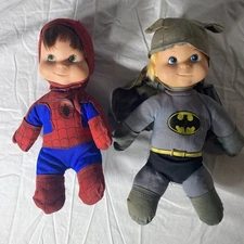 Vintage 1976 AMSCO Spider-Man & Batman Dolls Milton Bradley Cloth Dolls