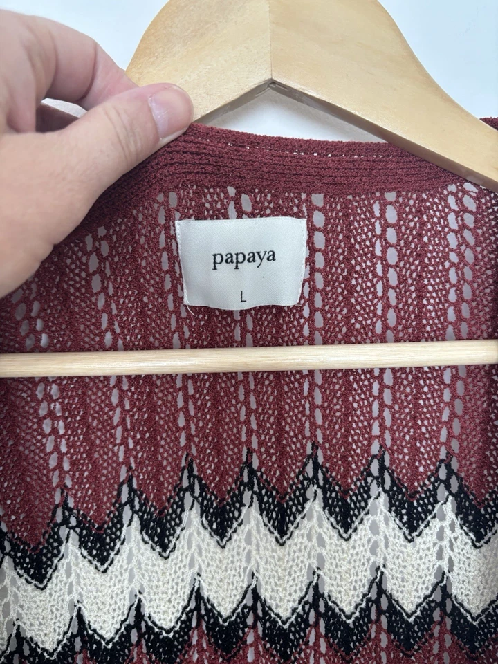 Cárdigan sin mangas tejido Papaya Boho Chevron - Talla L Foto 4 de 4