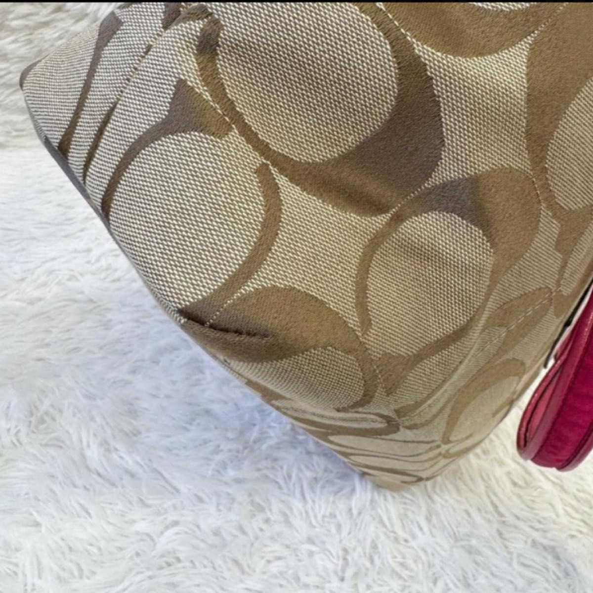 COACH Signature 2way Shoulder Bag Handbag Pink Beige Multi storage A4 11a thumbnail 17