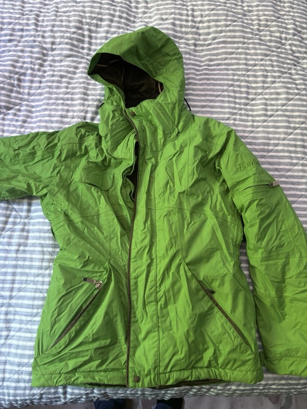 Bonfire Women’s Green Snow Jacket Brown Fleece Lining Size Small