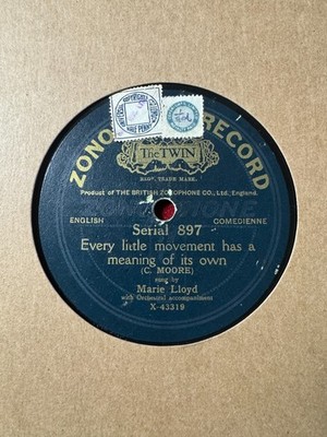 78Rpm, Music Hall, Marie LLoyd 'Every Little Movement Has a Meaning of Its Own'