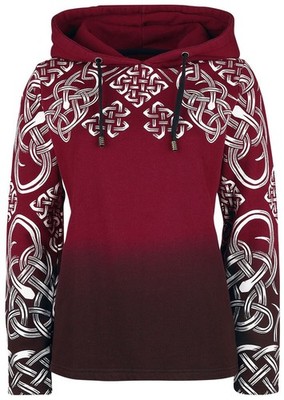 Black Premium by EMP Damen roter Kapuzenpullover mit keltischem Print