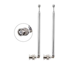 POBADY 2PCS BNC Male Connector Telescopic Antenna 7 Sections 2 pcs, Silver