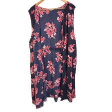 PLEIONE Navy Floral Sleeveless Duster Kimono Cardigan Vest Women 2X 38" Long