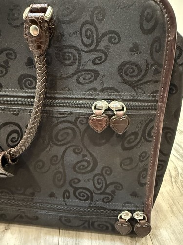 Brighton Travel Luggage Weekender Carry-on, Overnight Bag, Black w/Brown Leather - Picture 15 of 15