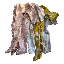 Lot Of 5 Sleepers Footed Pajamas Double Zip Ruffle Baby Girls 3-6 Months Carters