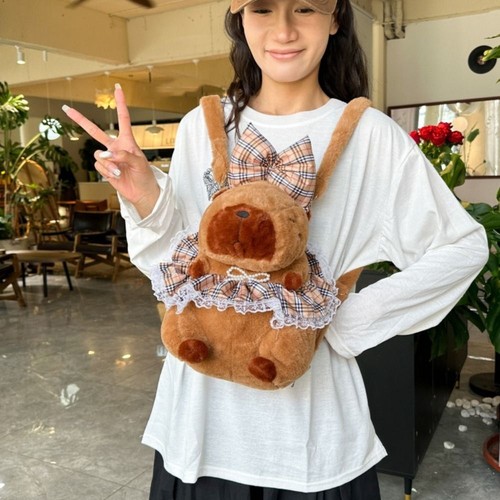 Collection Capybara Plush Backpack Stuffed Capybara Knapsack Girlfriend - Picture 7 of 13
