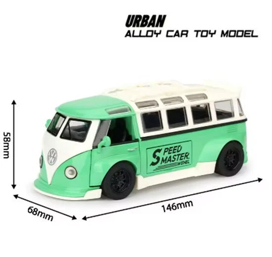 VW Bus T1 aleación de metal diecast coche cámper verde escala 1:32 modelo juguete Foto 4 de 4