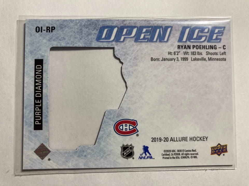 2019-20 Upper Deck Allure Open Ice Purple Diamond #OI-RP Ryan Poehling RC /10 - Image 2 of 2
