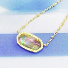 NWOT Kendra Scott Elisa Satellite Lilac Abalone Necklace Gold Tone