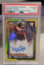 Miguel Palma 2024 Bowman Chrome Yellow Refractor Autograph /75 PSA 9 #CPA-MP