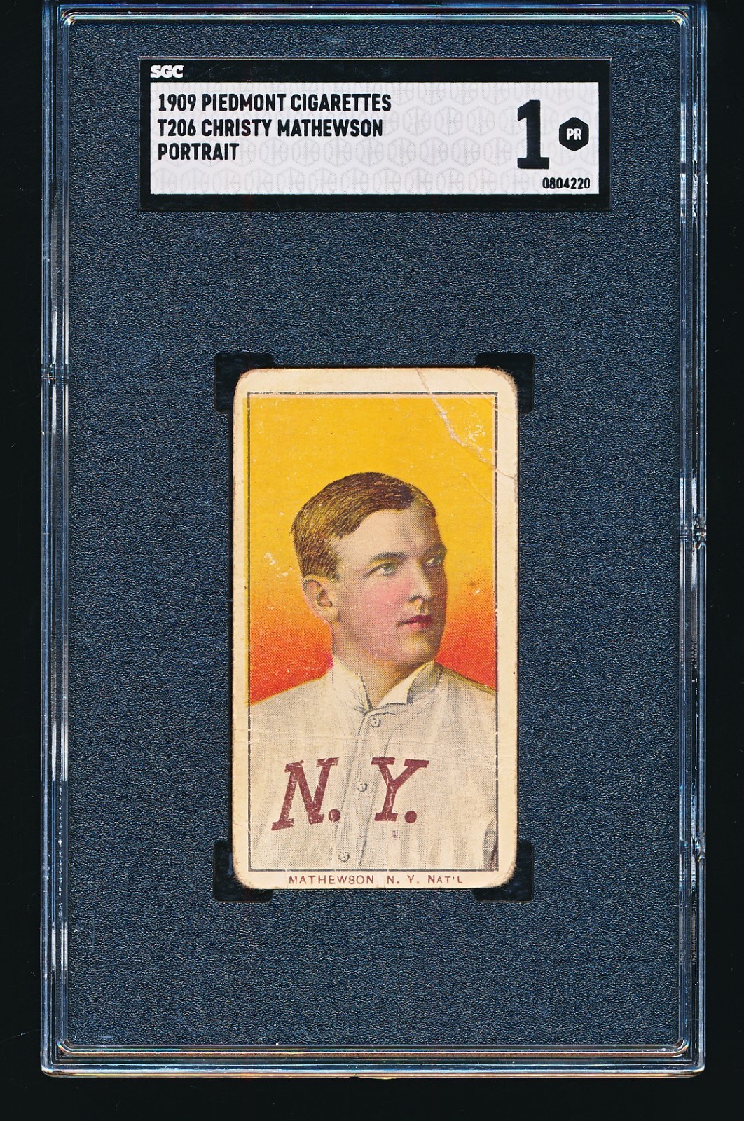 1909 T206 Piedmont CHRISTY MATHEWSON Portrait SGC 1